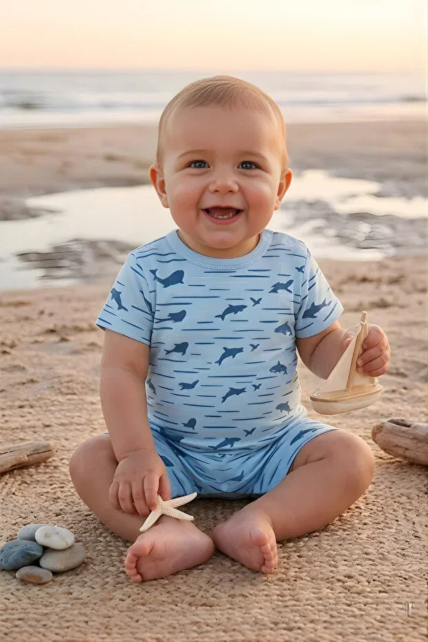 Детский комбинезон для мальчиков с принтом For My Baby, Blue