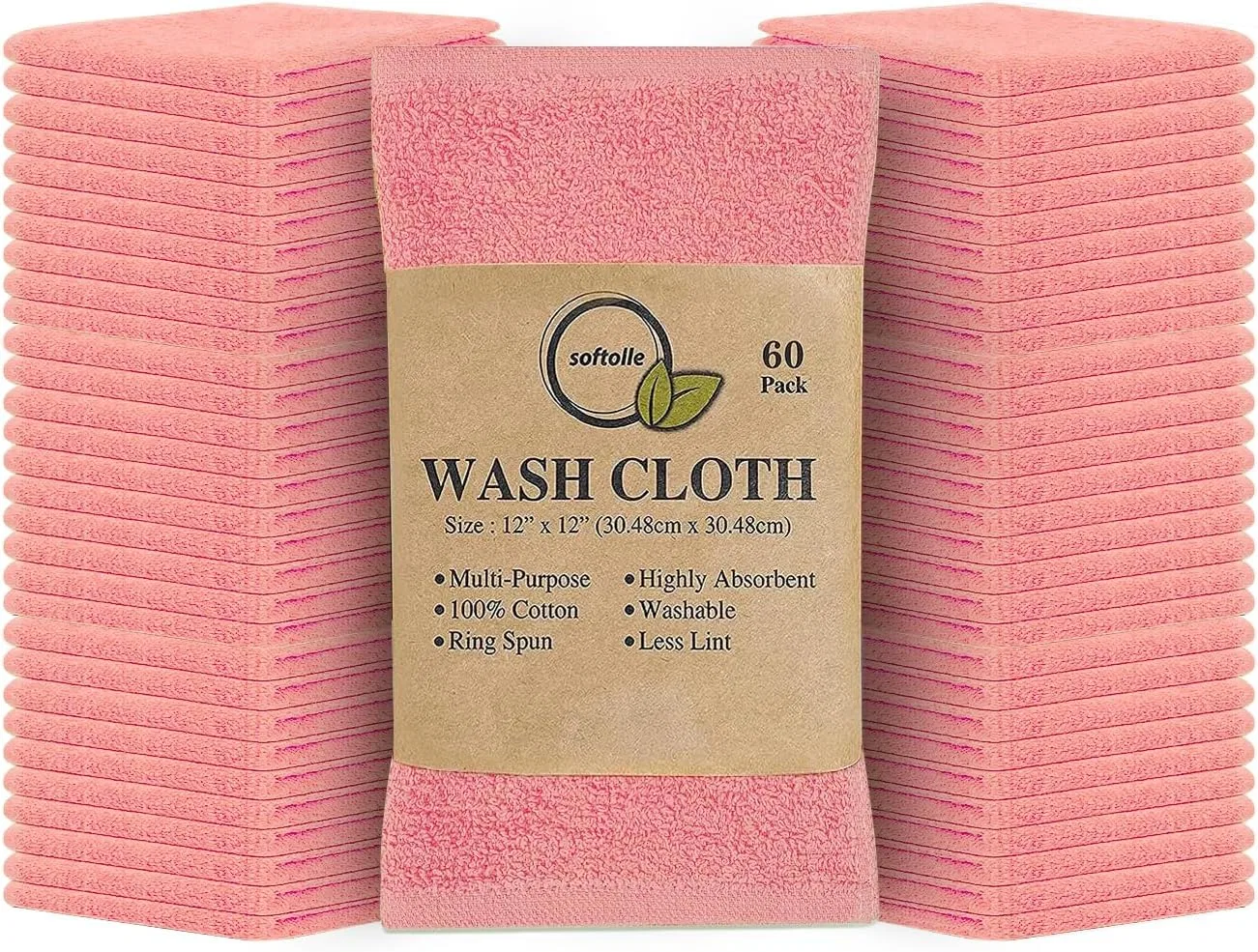 Махровые полотенца для лица, Softolle, 60 штук, Pink