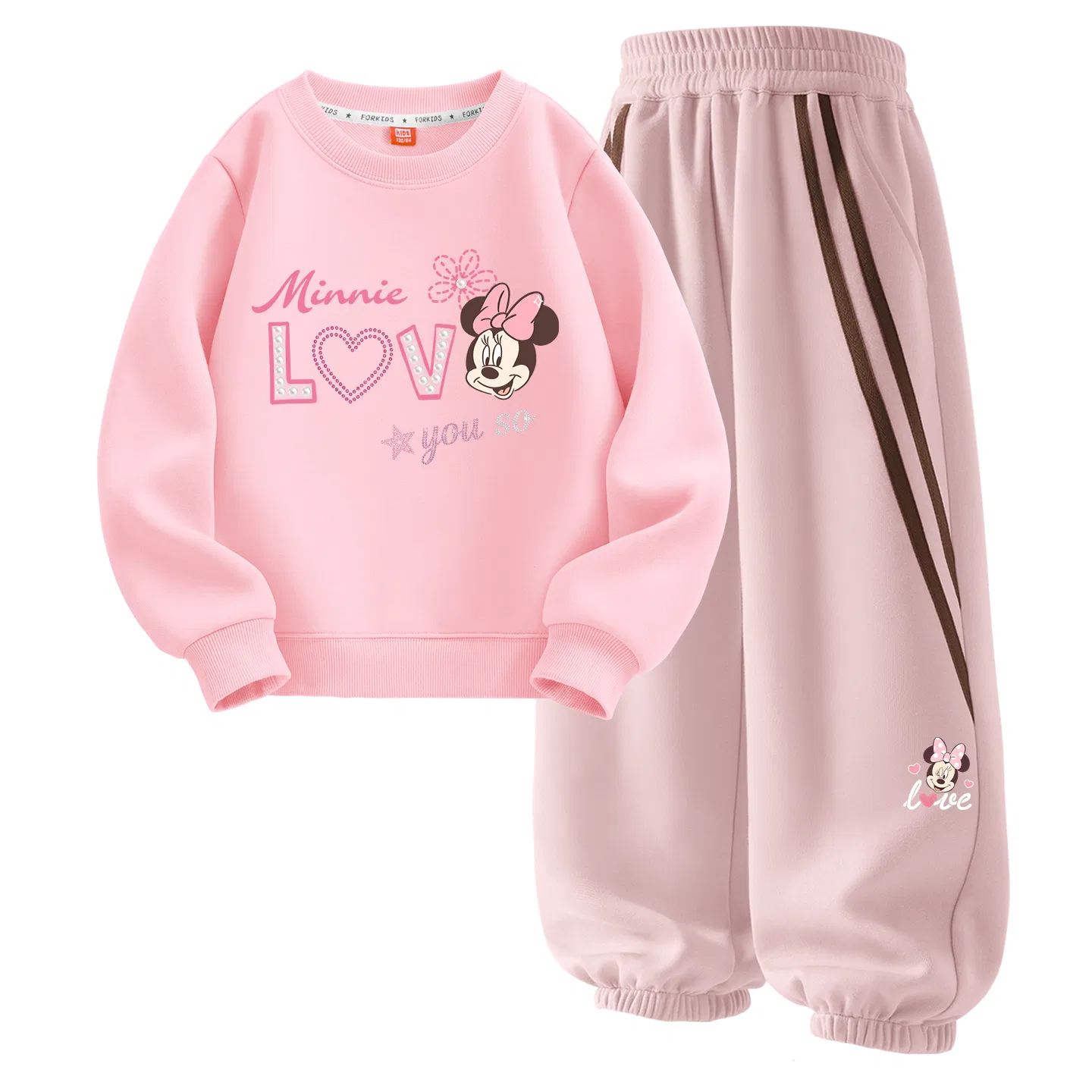 Детский спортивный комплект с принтом Disney, Цвет Di-Zuan Ai Ni Pink+Di Blink Heart K_Right Lower Lotus Root Pink