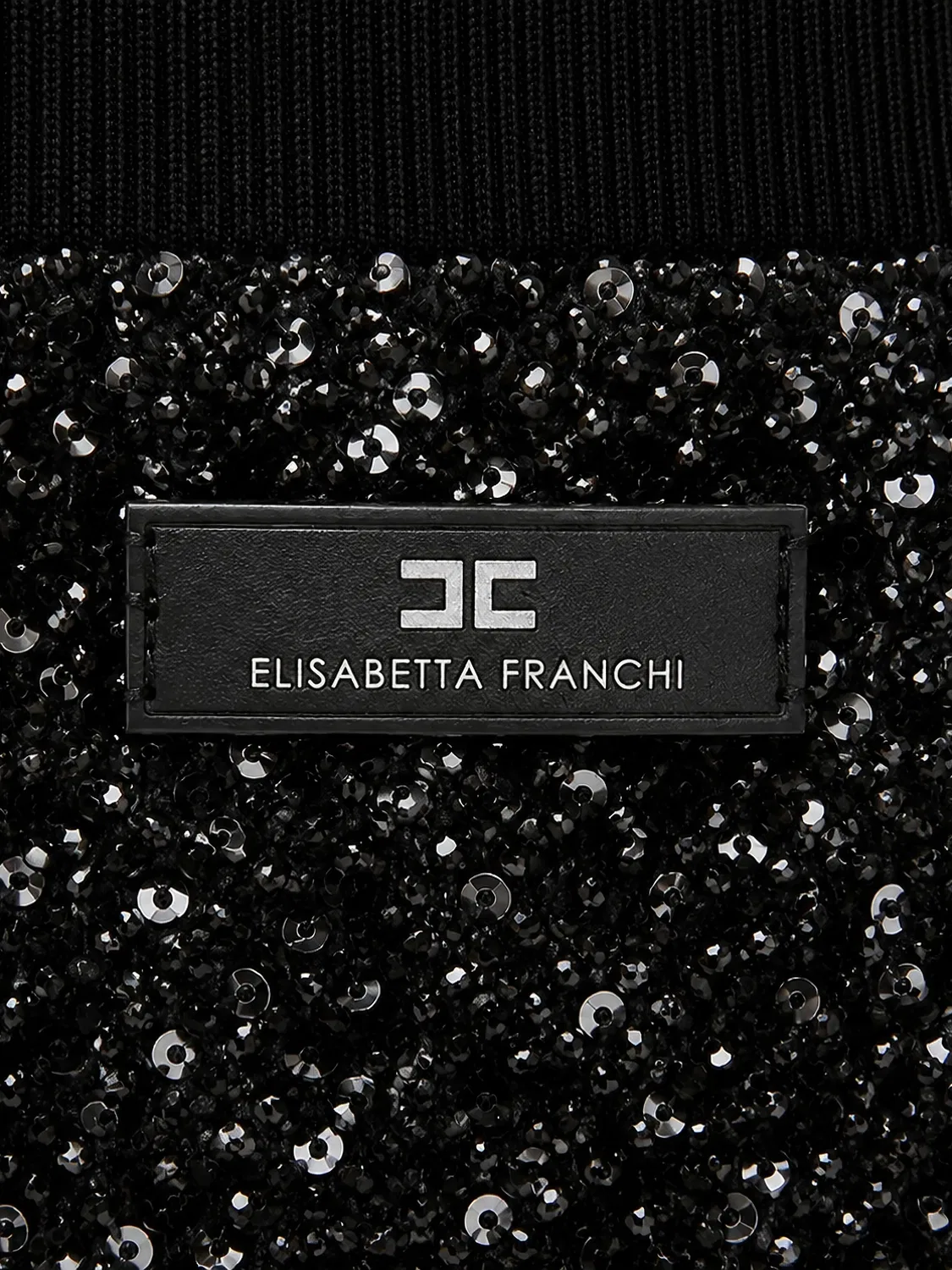 Юбка с пайетками и нашивкой-логотипом черная Elisabetta Franchi, черный — фото 2