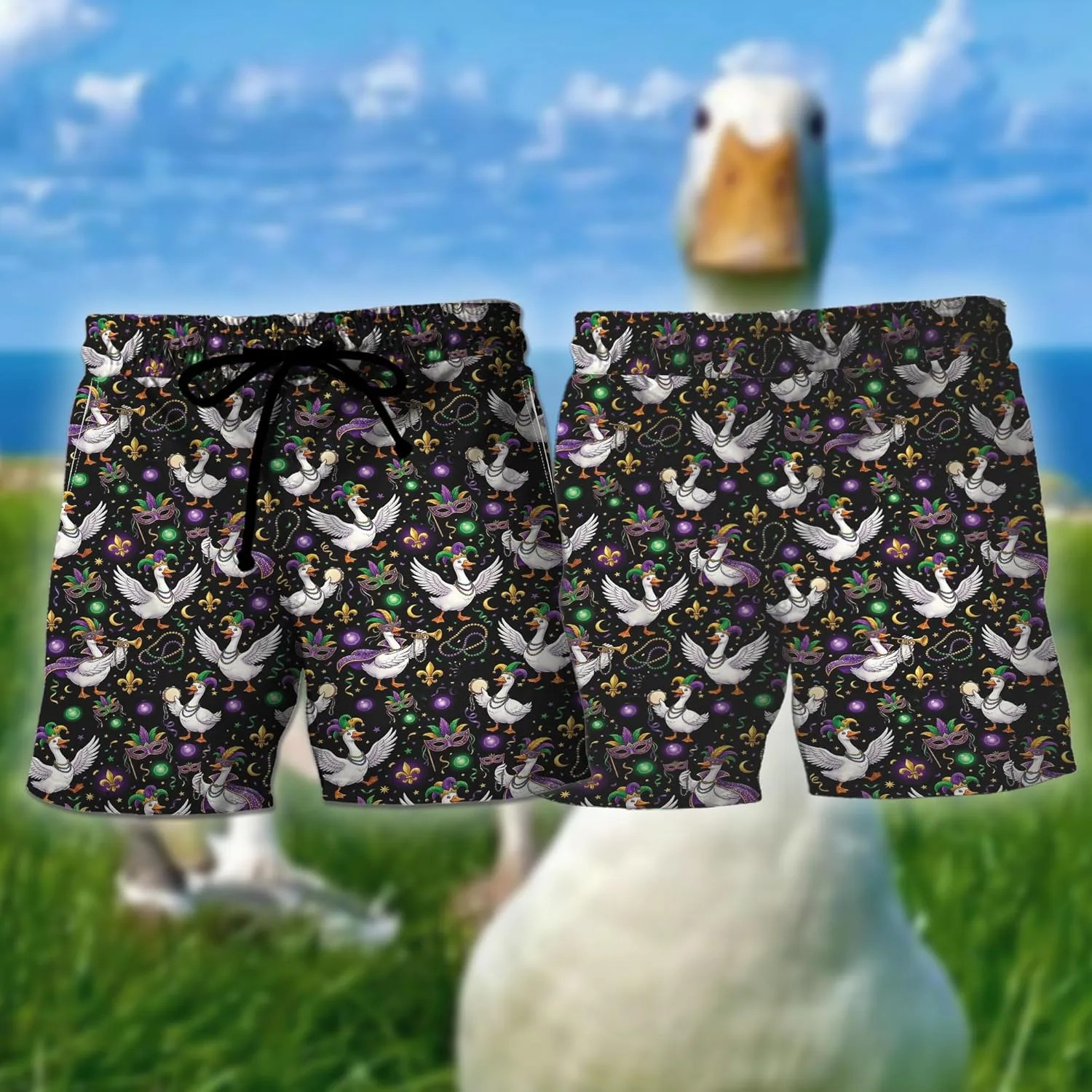 Забавные гавайские плавки Goose для мужчин - короткие плавки Goose с сетчатой ​​подкладкой, купальный костюм, подарок на праздник Generic, Goose_1 — фото 3