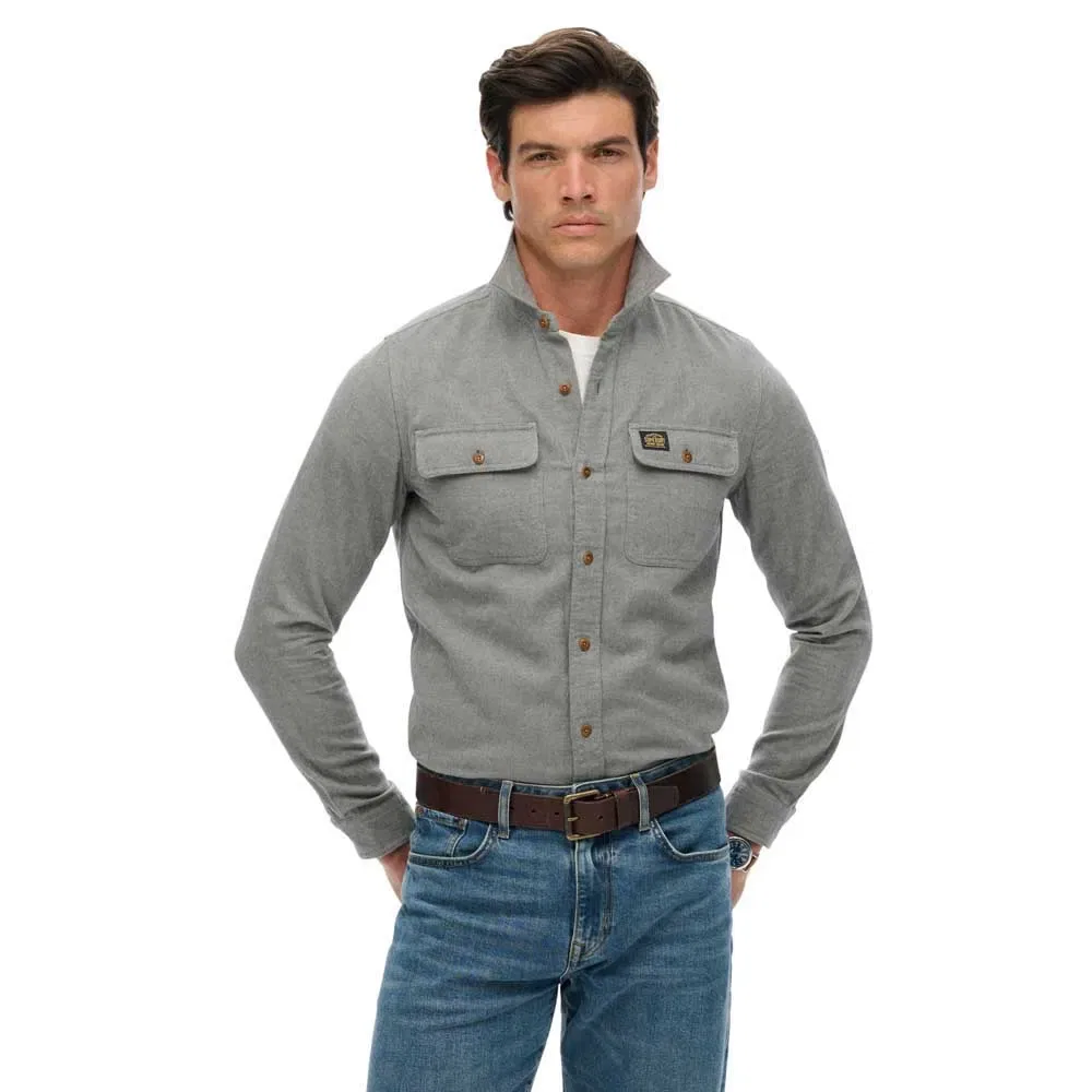 Рубашка фланелевая с длинным рукавом Workwear Superdry, серый