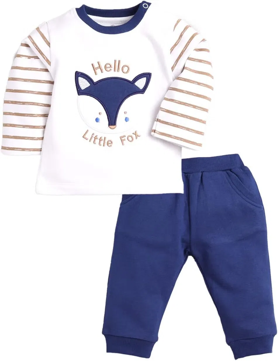 Комплект из футера с длинным рукавом Regular Fit Cotton Track Set Baby Go, темно-синий