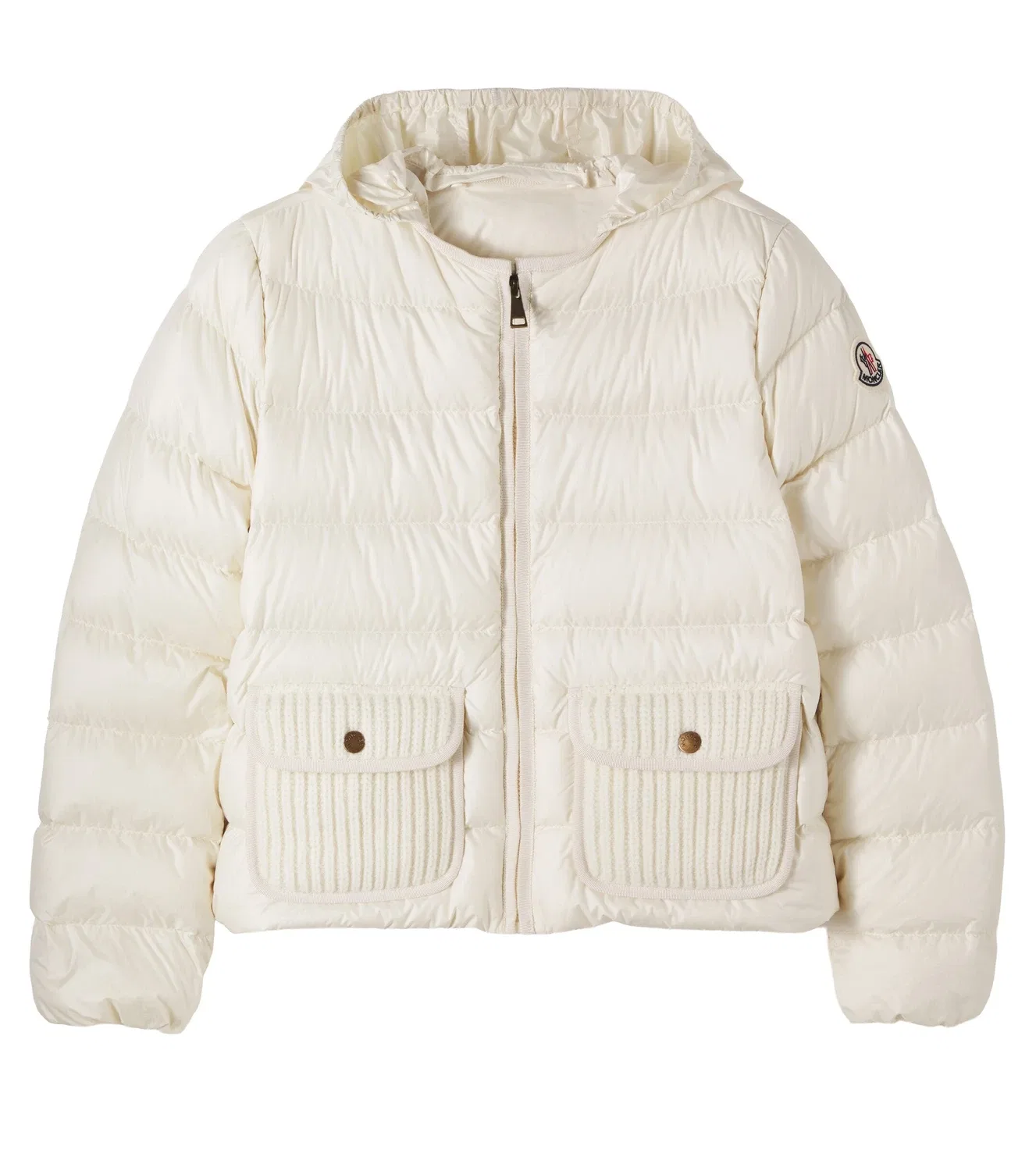 Пуховик с наполнителем Moncler Enfant, бежевый