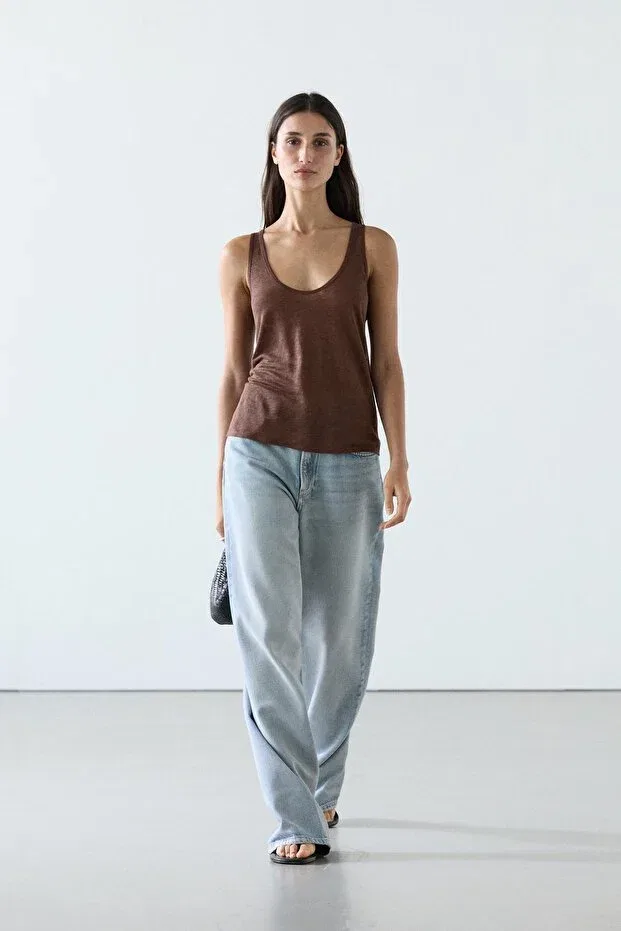 Женская майка без рукавов Massimo Dutti, Chocolate Brown