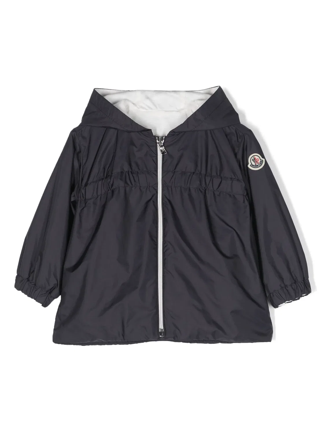 Moncler Куртка с капюшоном и логотипом темно-синего цвета