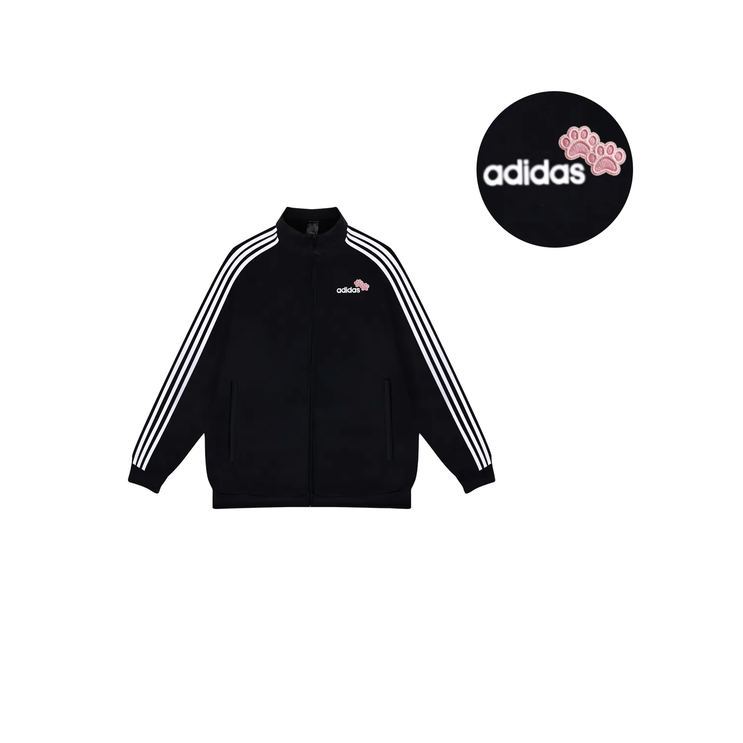 Женская куртка Adidas с принтом Pink Cat Paw+Shopping Bag, розовая — фото 4