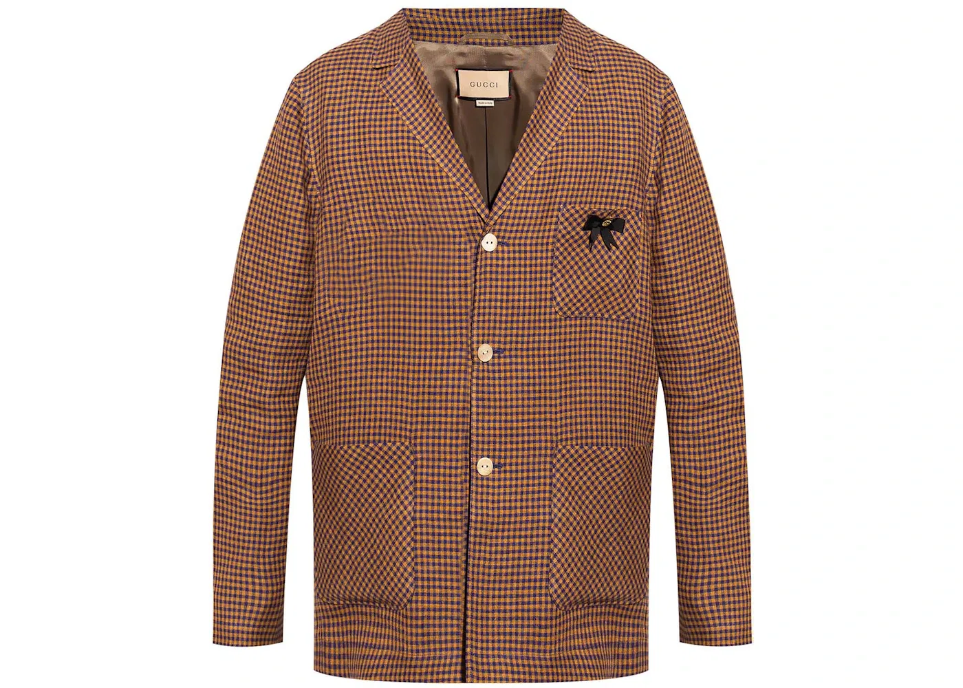 Мужской пиджак с принтом Gucci GG-Bow Check Blazer, Brown