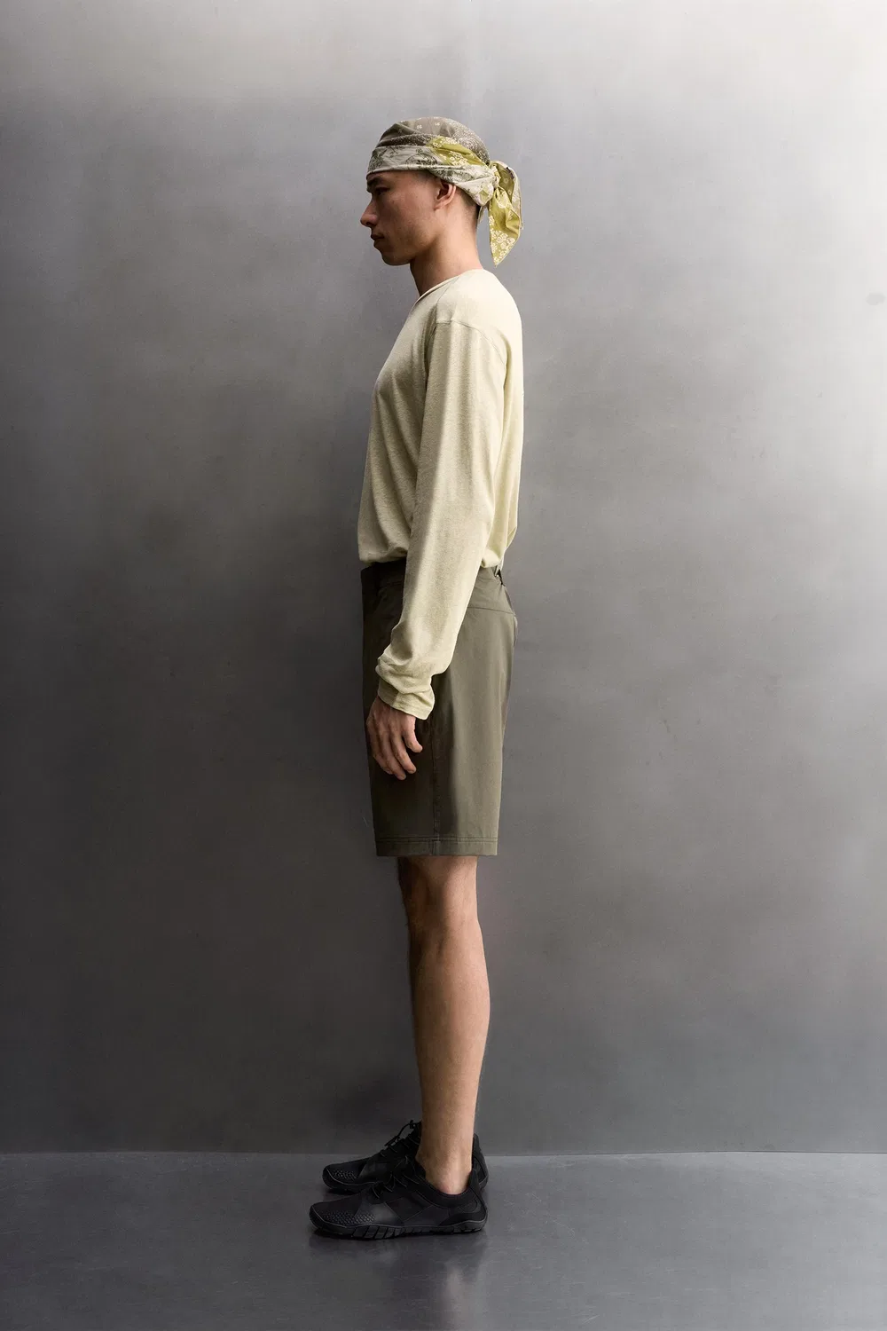 Легкая хлопково-льняная футболка ZARA, washed green — фото 4
