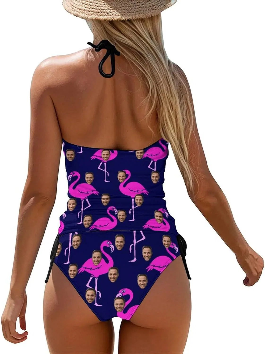 Женский танкини с кастомизацией Halter Neck, Purple Flamingo — фото 2