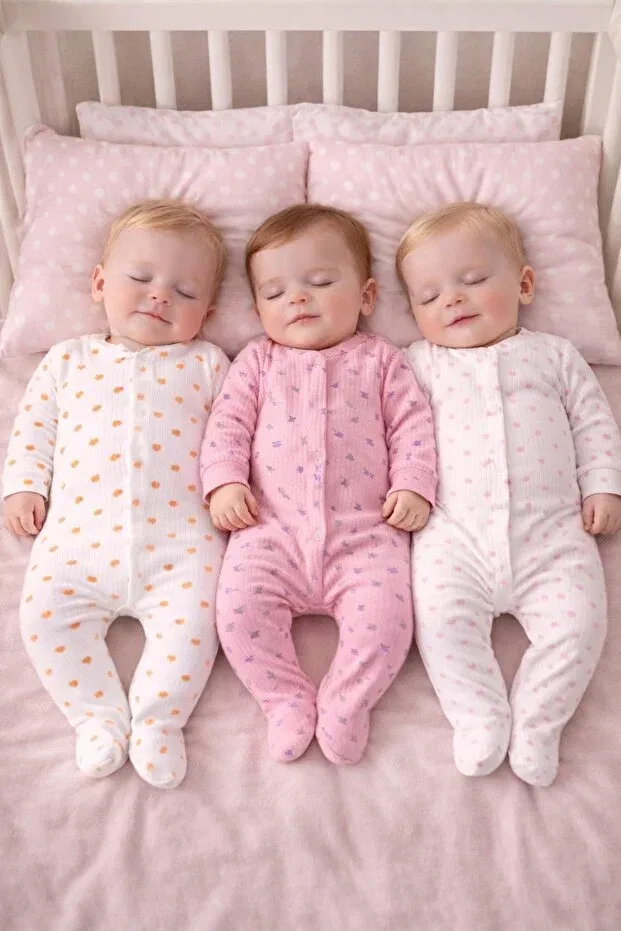 Детское боди-комбинезон хлопковый комплект 3-предметный Vivolas, Girl Set