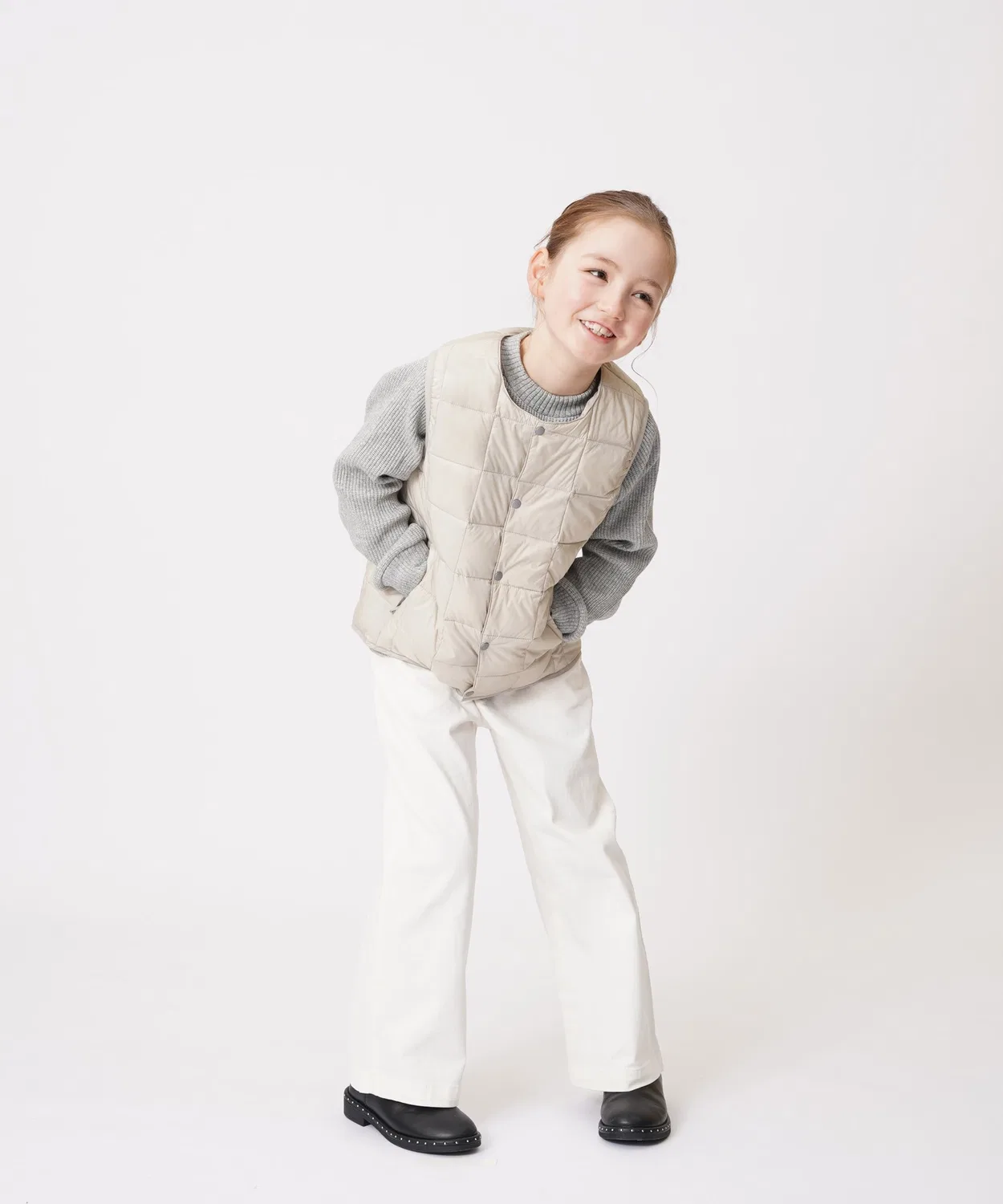 Детский утепленный жилет с капюшоном TAION, Light Grey