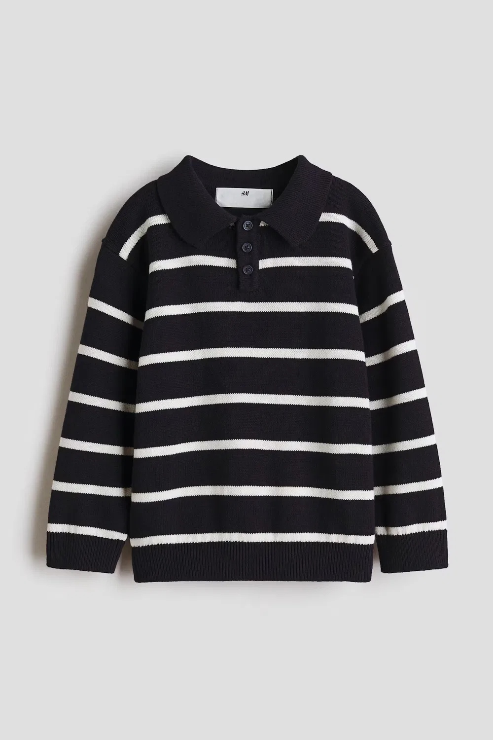 Рубашка-Поло из тонкой вязки H&M, Marineblau/Gestreift