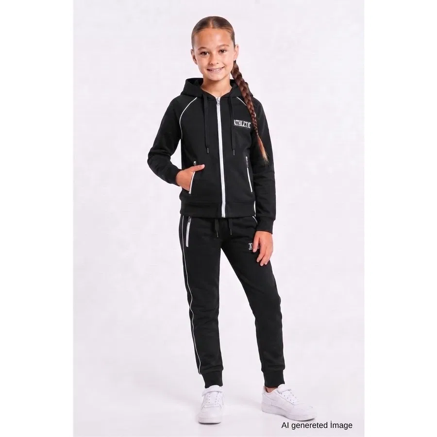 Спортивный костюм с капюшоном и принтом Athletic, реглан, Pina Kids, Черный — фото 2