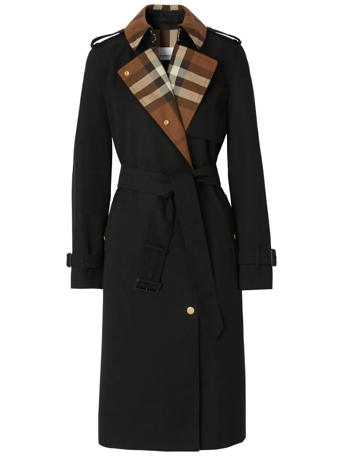 Тренч с клетчатым панелями Burberry, черный