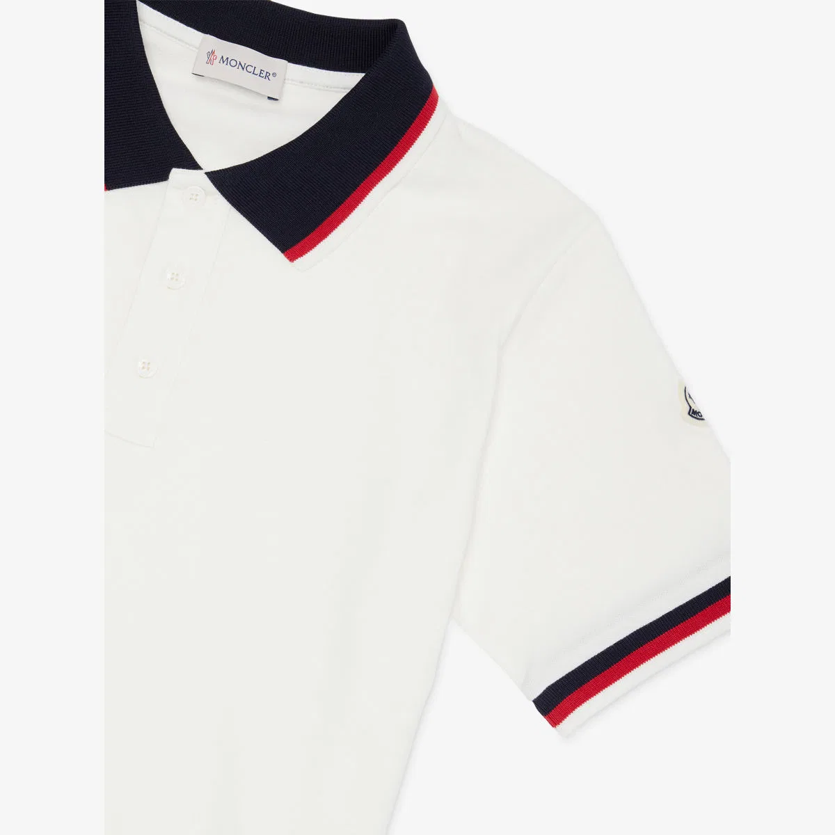 Хлопковая рубашка-поло с трехцветной отделкой Moncler, натуральный — фото 2