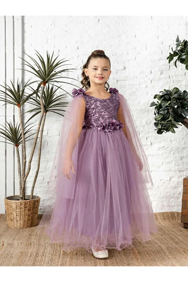 Детское платье для девочек с принтом Loungewear Mertoğlu Baby, Purple — фото 2