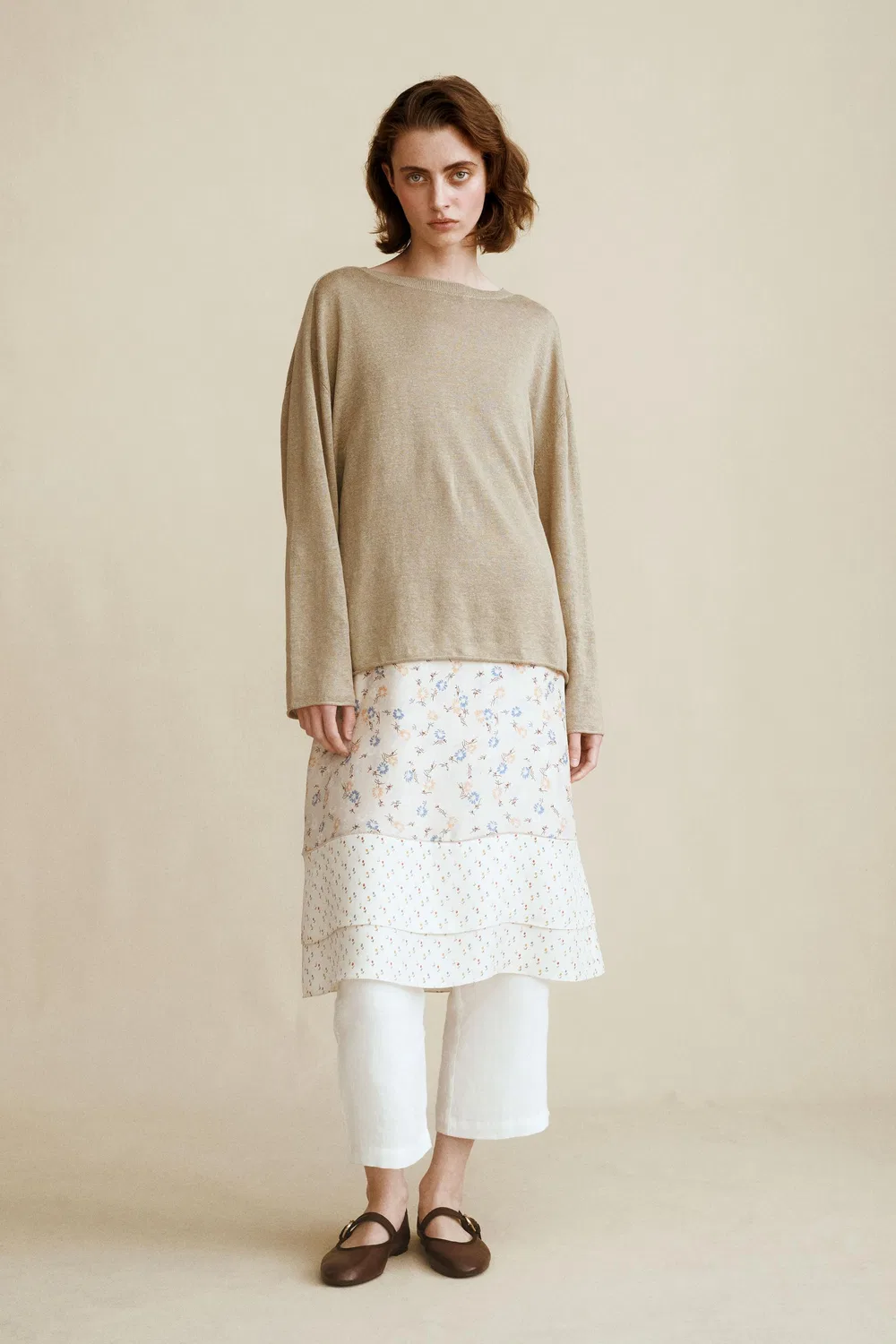 Джемпер из 100% льна, созданный в сотрудничестве Caramel London и Zara., Khaki
