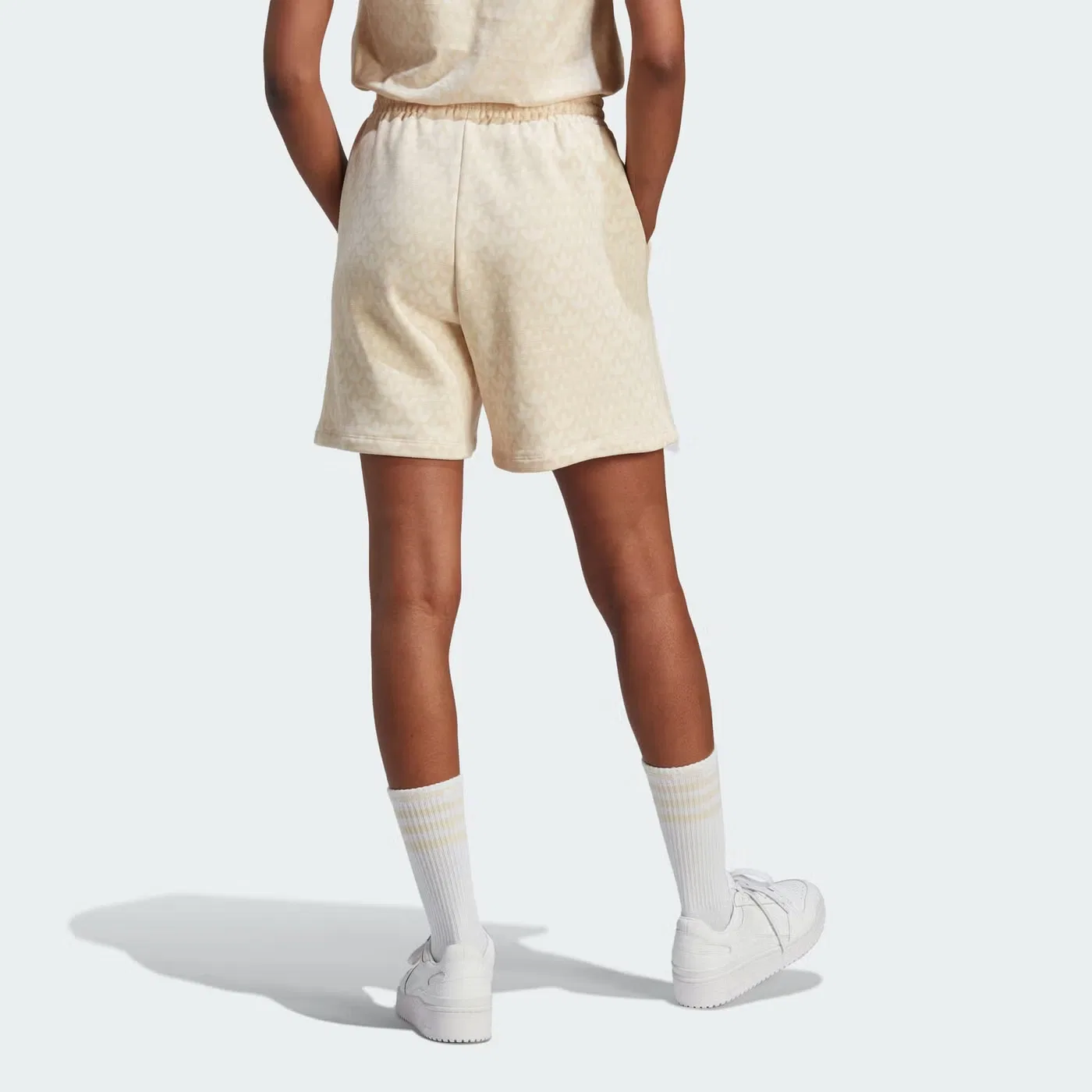 Шорты с принтом Trefoil Monogram Adidas, бежевый — фото 3