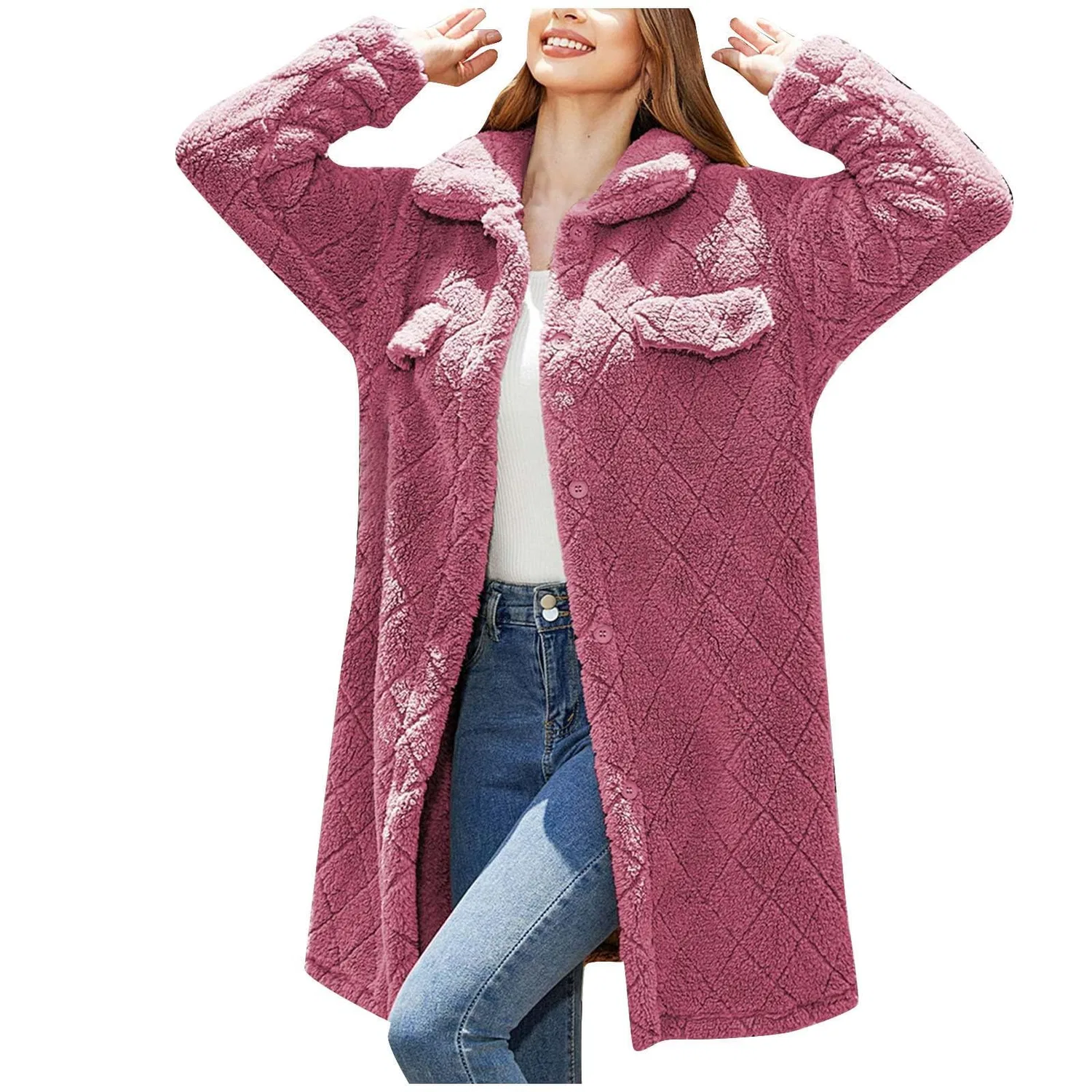 Женское зимнее пальто с широким отворотом и длинным рукавом, Rosso Rosato