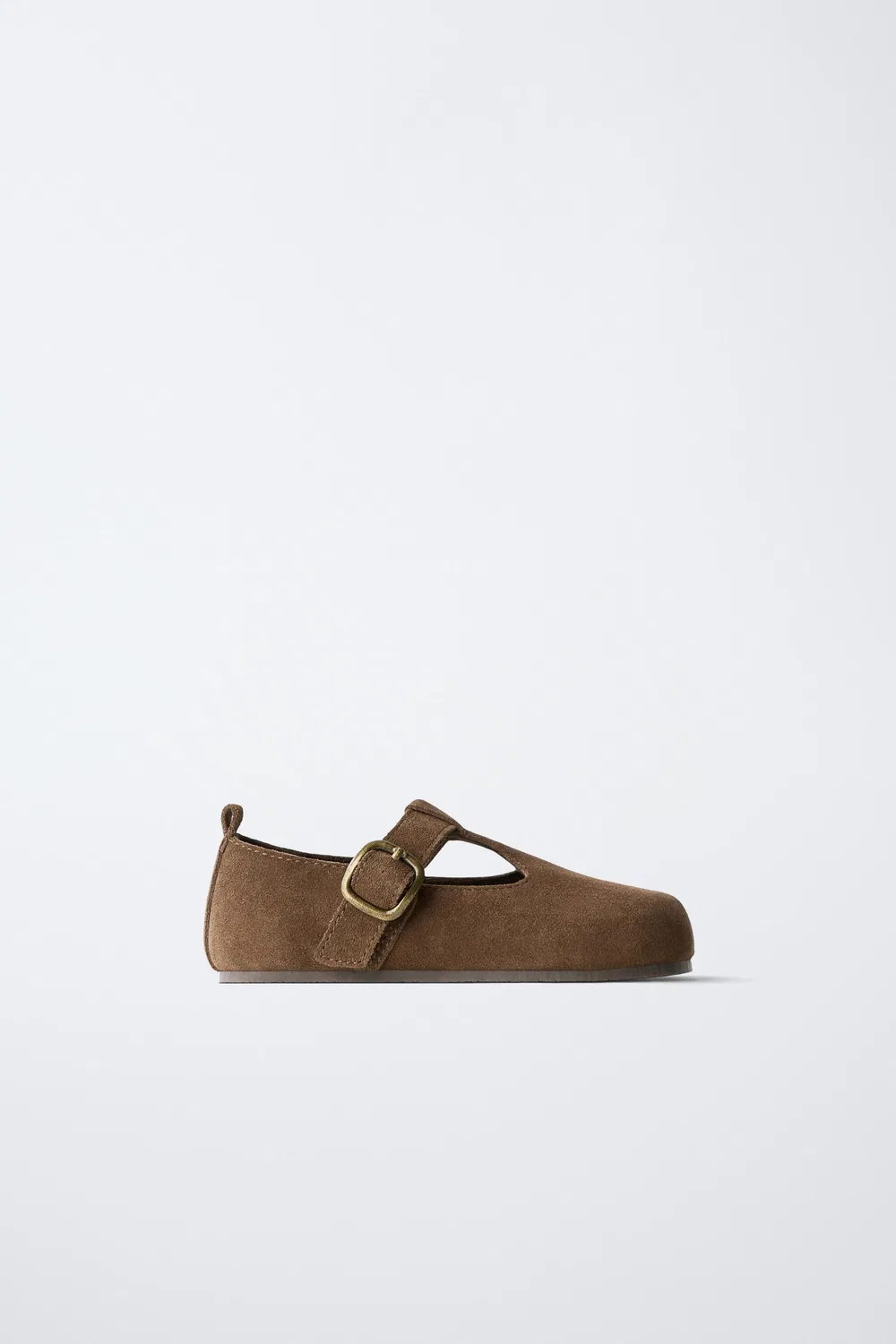 Кожаные сабо с Т-образным ремешком ZARA, Brown