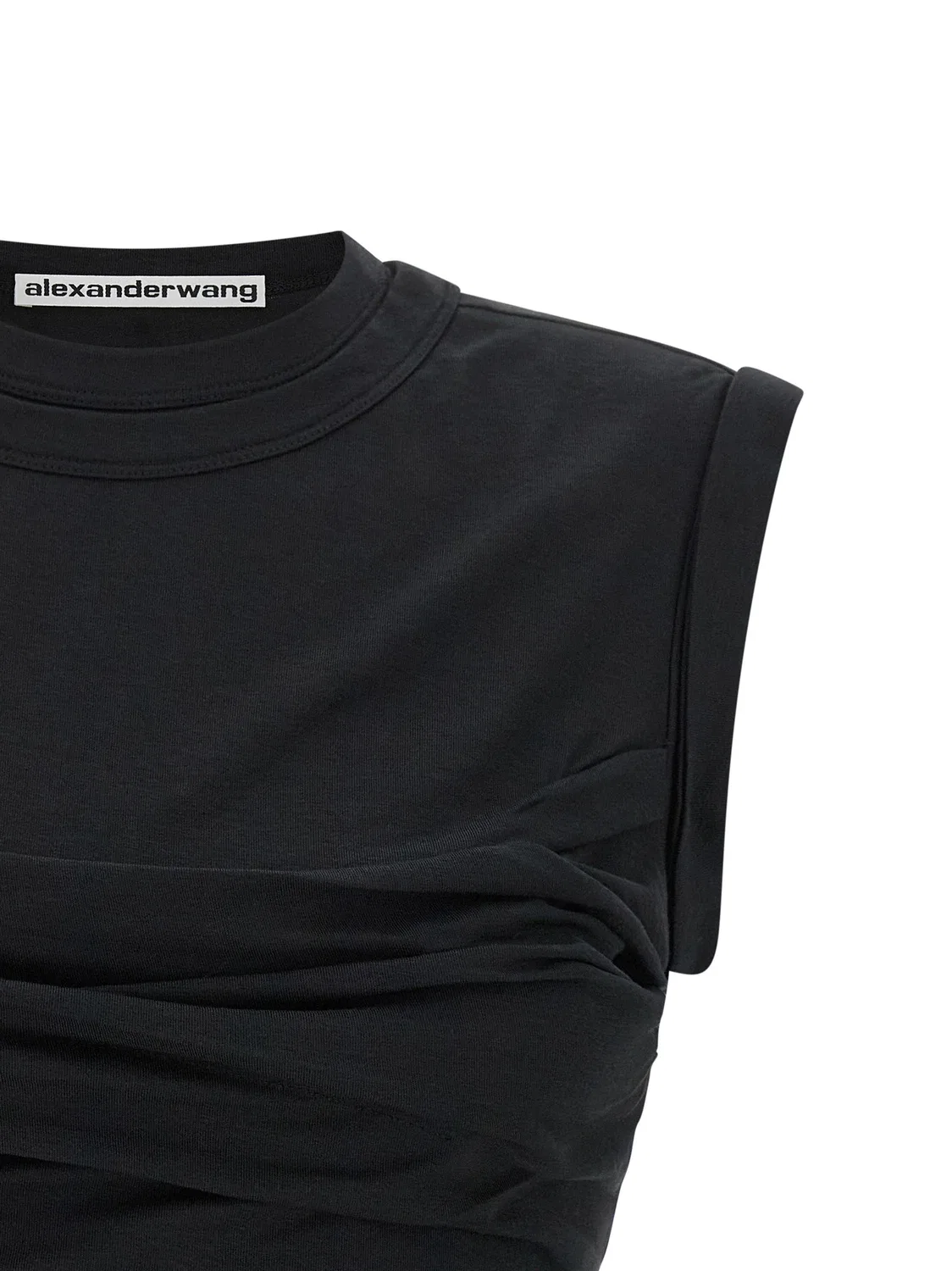 Топ-майка с перекрученным лифом и многослойным дизайном Alexander Wang, черный — фото 3