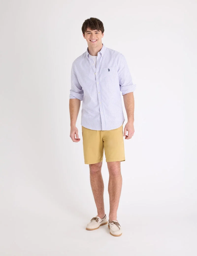 Мужская рубашка U.S. Polo Assn. Long Sleeve Double Stripe Oxford, розовый/голубой — фото 3