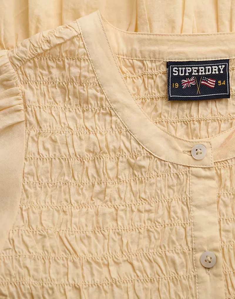 Футболка Superdry с коротким рукавом и сборками, желтая дымка — фото 2
