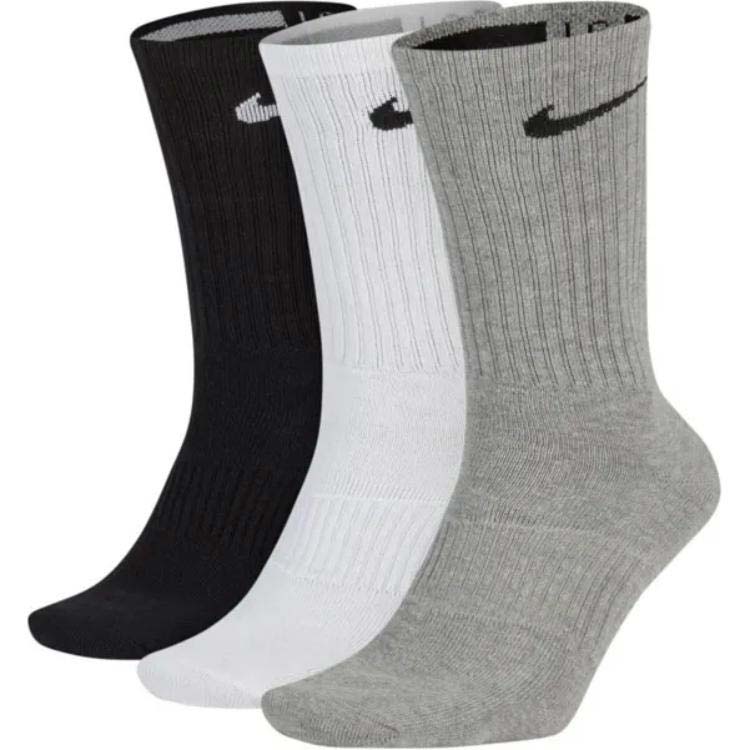 Комплект носков Nike 3PPK Lightweight Crew SX4704-901, мультиколор (черный, белый, серый)