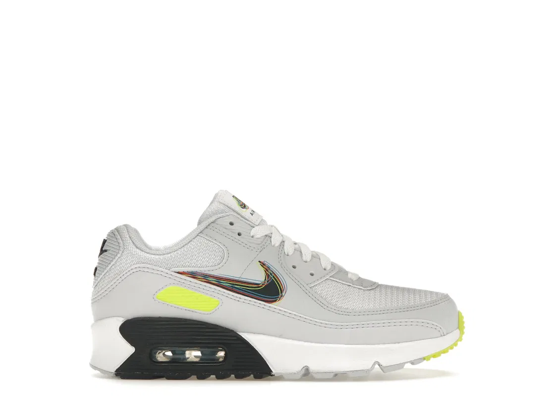 Детские кроссовки Lifestyle Nike Air Max 90, White/Blackened Blue/Volt/Football Grey