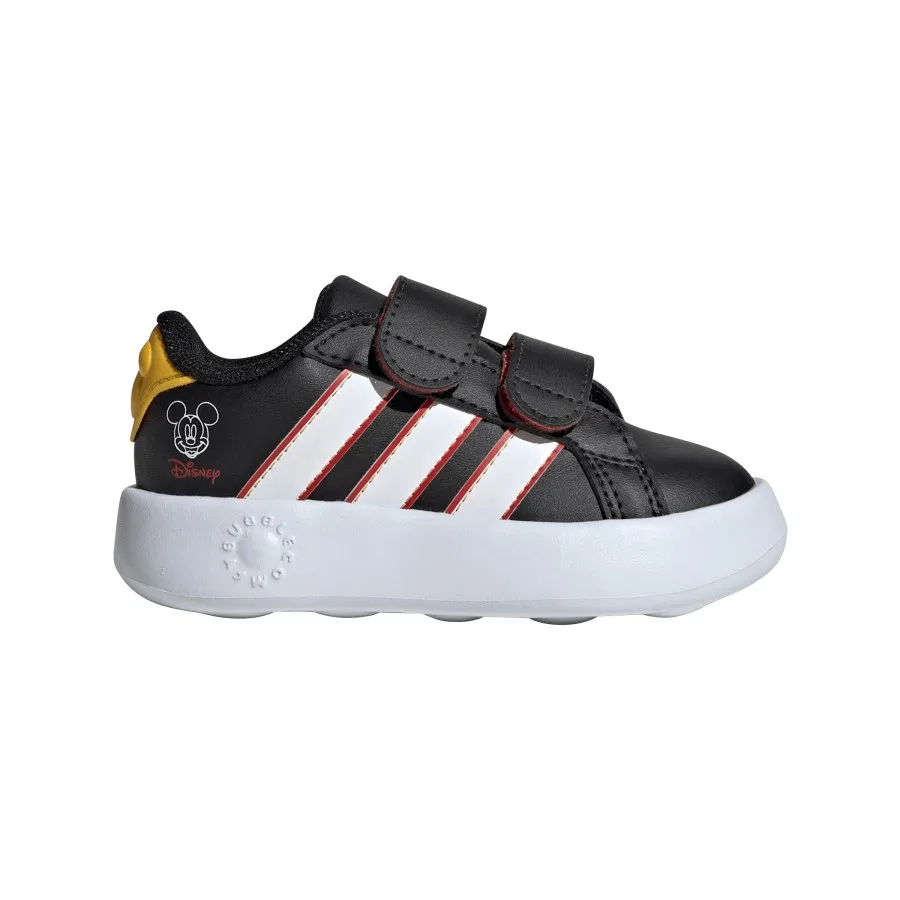 Детские спортивные кроссовки с принтом Grand Court Mickey, adidas, Сіyah