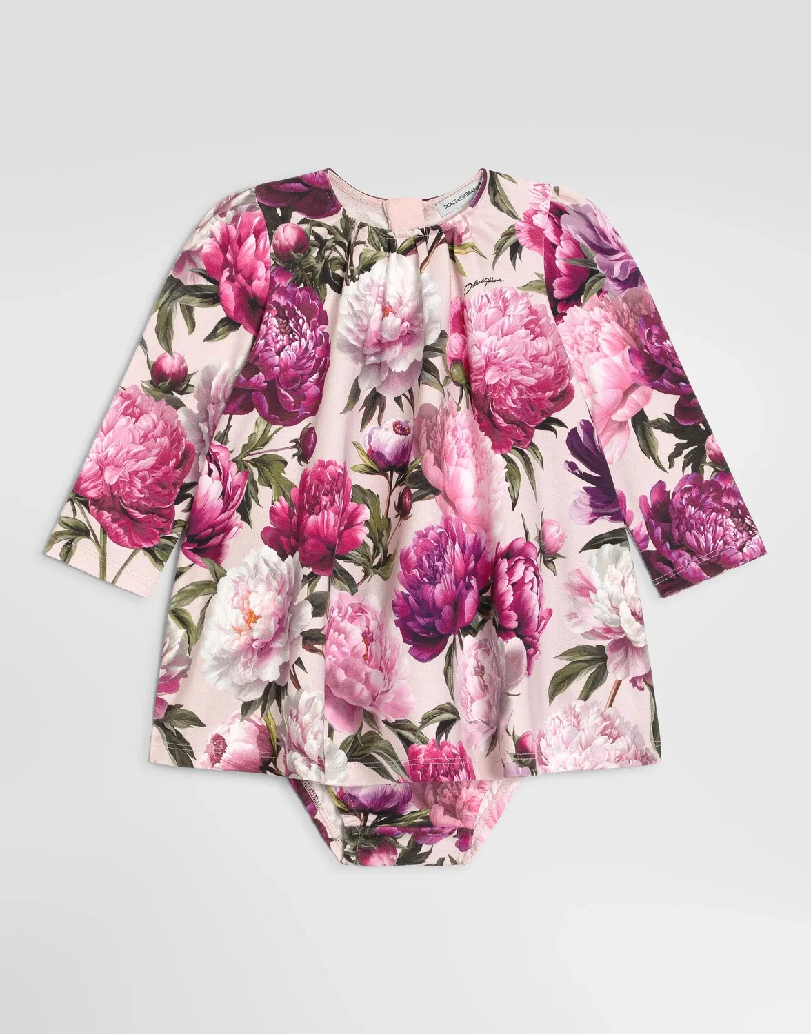 Платье из интерлока с пионами Dolce&Gabbana, бежевый