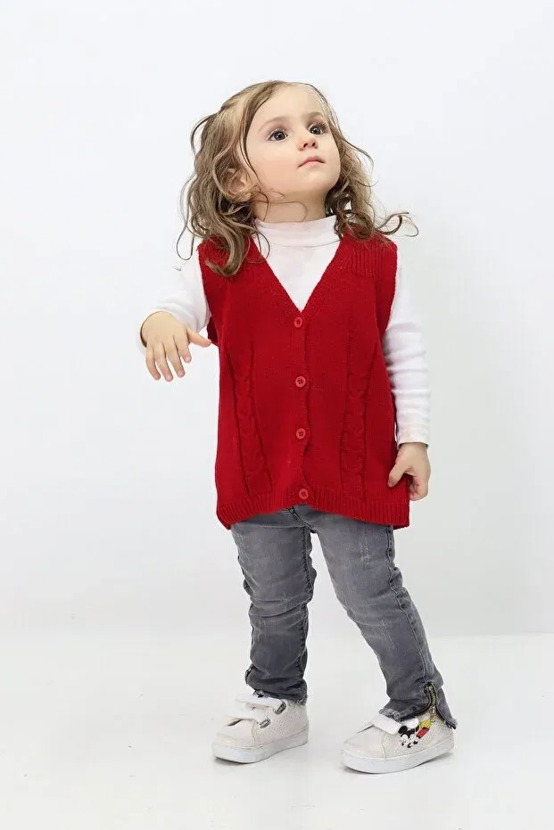 Детский кардиган с V-образным вырезом без рукавов Cloudy Kids, Red