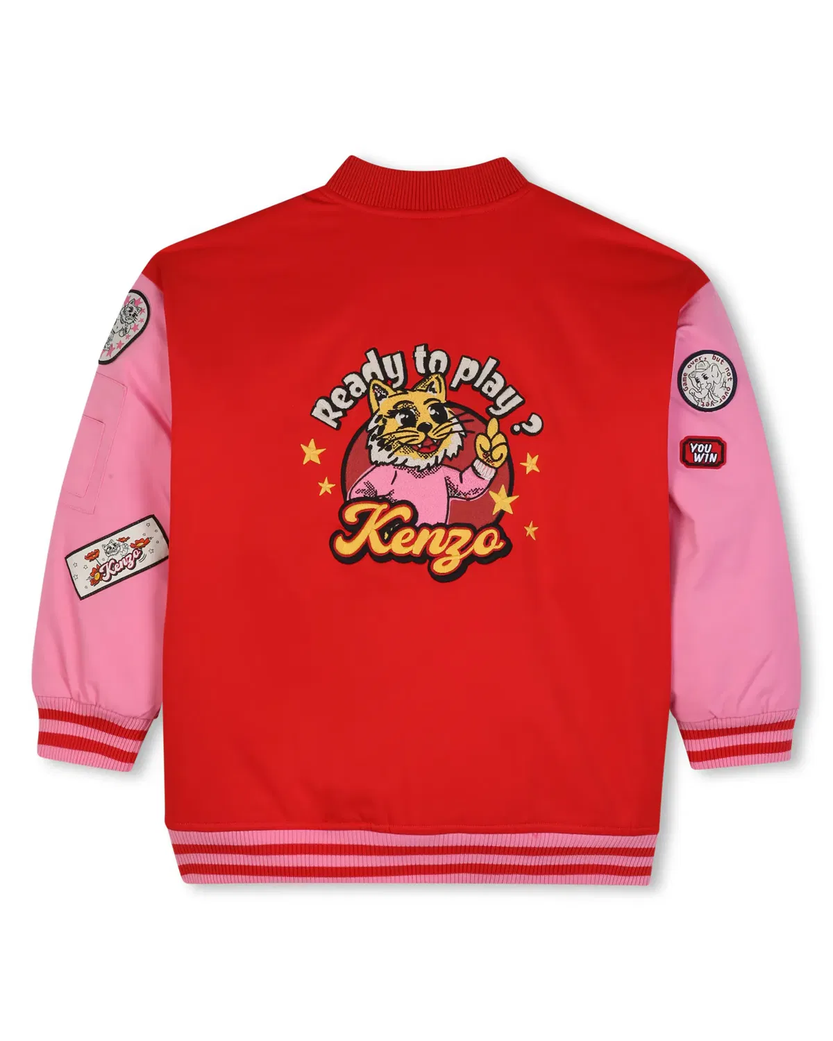 Детская куртка для девочек с принтом Kenzo Kids, Красный — фото 3