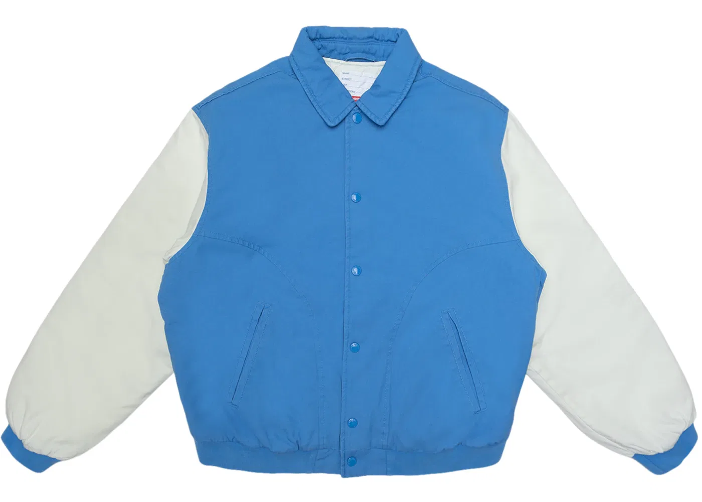 Мужская куртка-бомбер с воротником-стойкой Varsity Jacket Supreme, Light Blue — фото 2