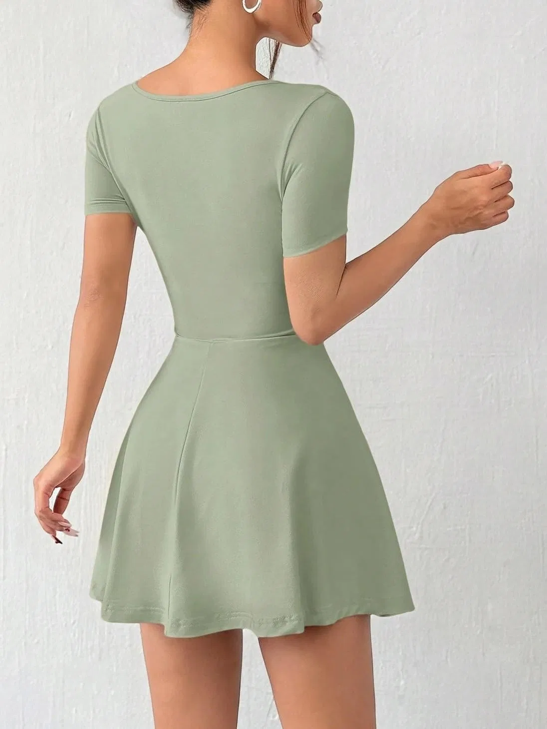 Женское A-силуэта мини-платье с воланами Mint Green — фото 2
