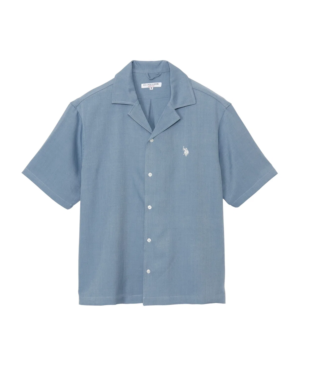 Мужская рубашка с открытым воротником с коротким рукавом, с логотипом U.S. POLO ASSN., Blue Gray