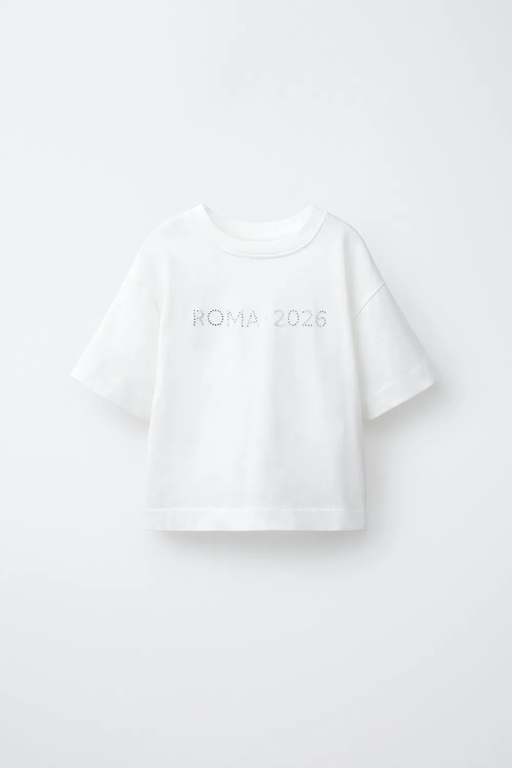 Футболка с надписью из страз ZARA, White