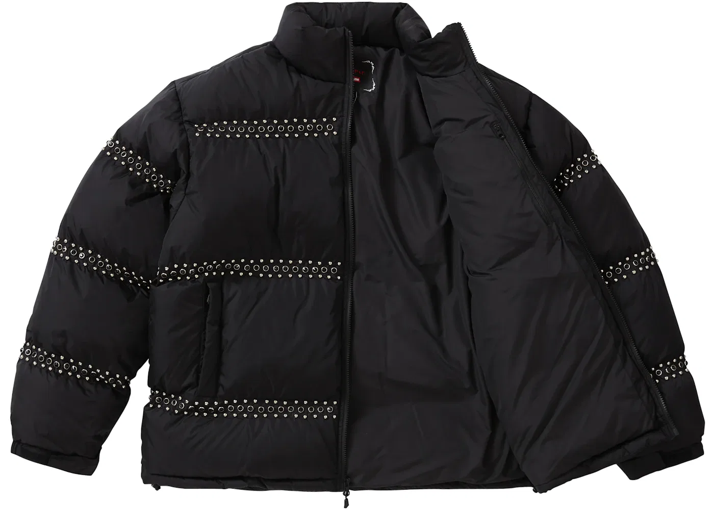 Мужская куртка-пуховик с шипами Supreme B.B. Simon Studded Puffer Jacket, Black — фото 2