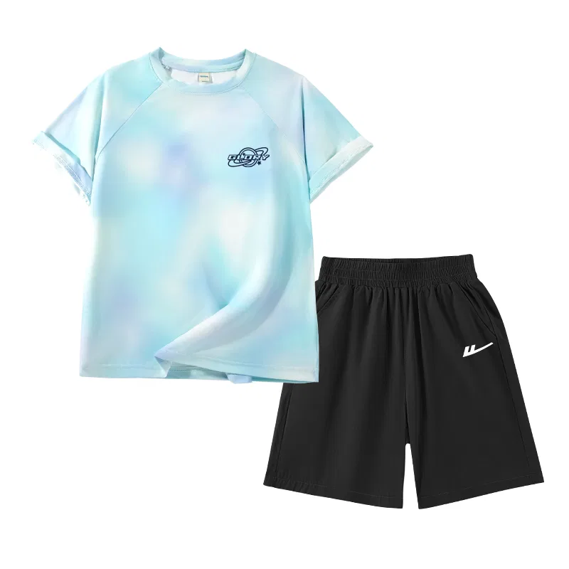 Детский спортивный комплект с круглым вырезом худи и брюк Blue Purple/H Planet Blue K-Gray/H White Logo K WARRIOR — фото 3