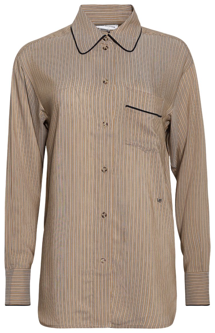 

Пижамная рубашка Victoria Beckham с декоративной окантовкой, коричневый