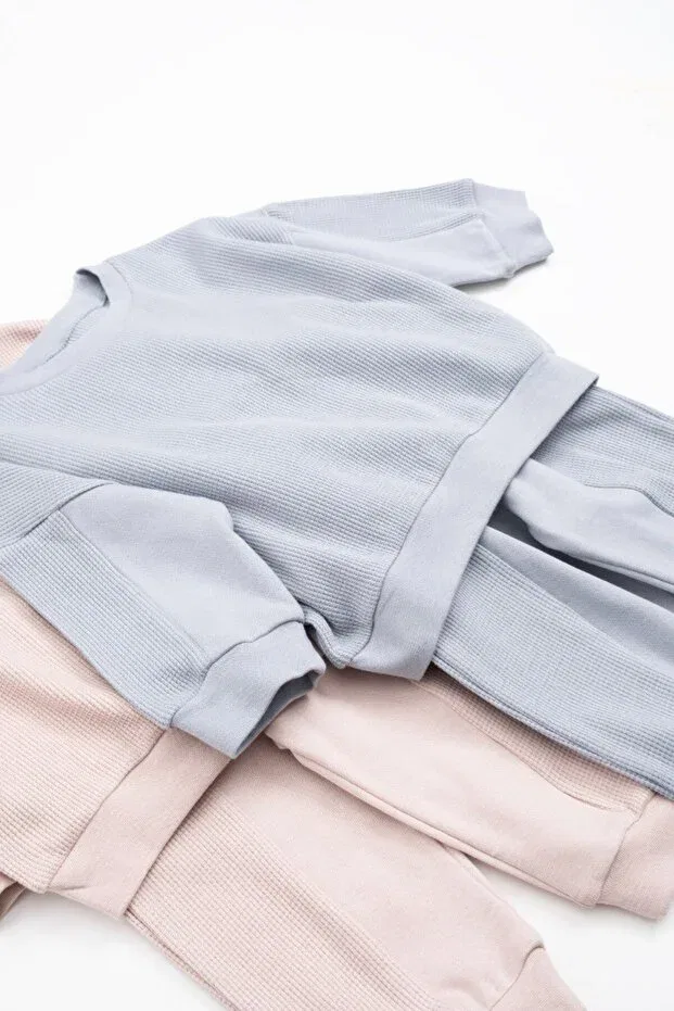 Детский комплект для девочек вафельный Oversize Blumi Kids, Powder — фото 2
