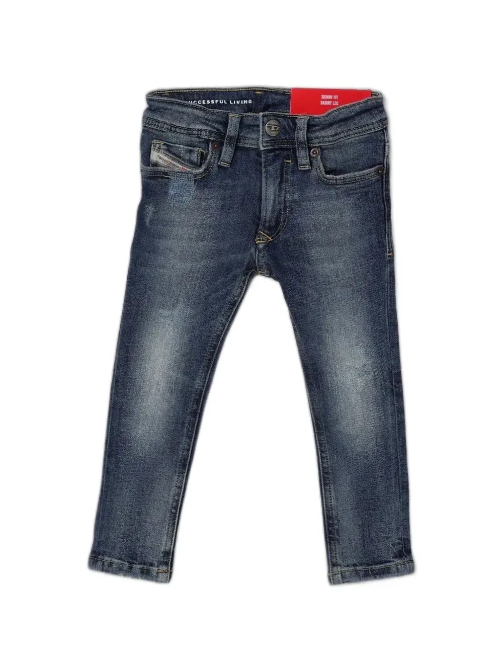 Джинсы облегающего кроя с эффектом потертости Diesel Kids, синий