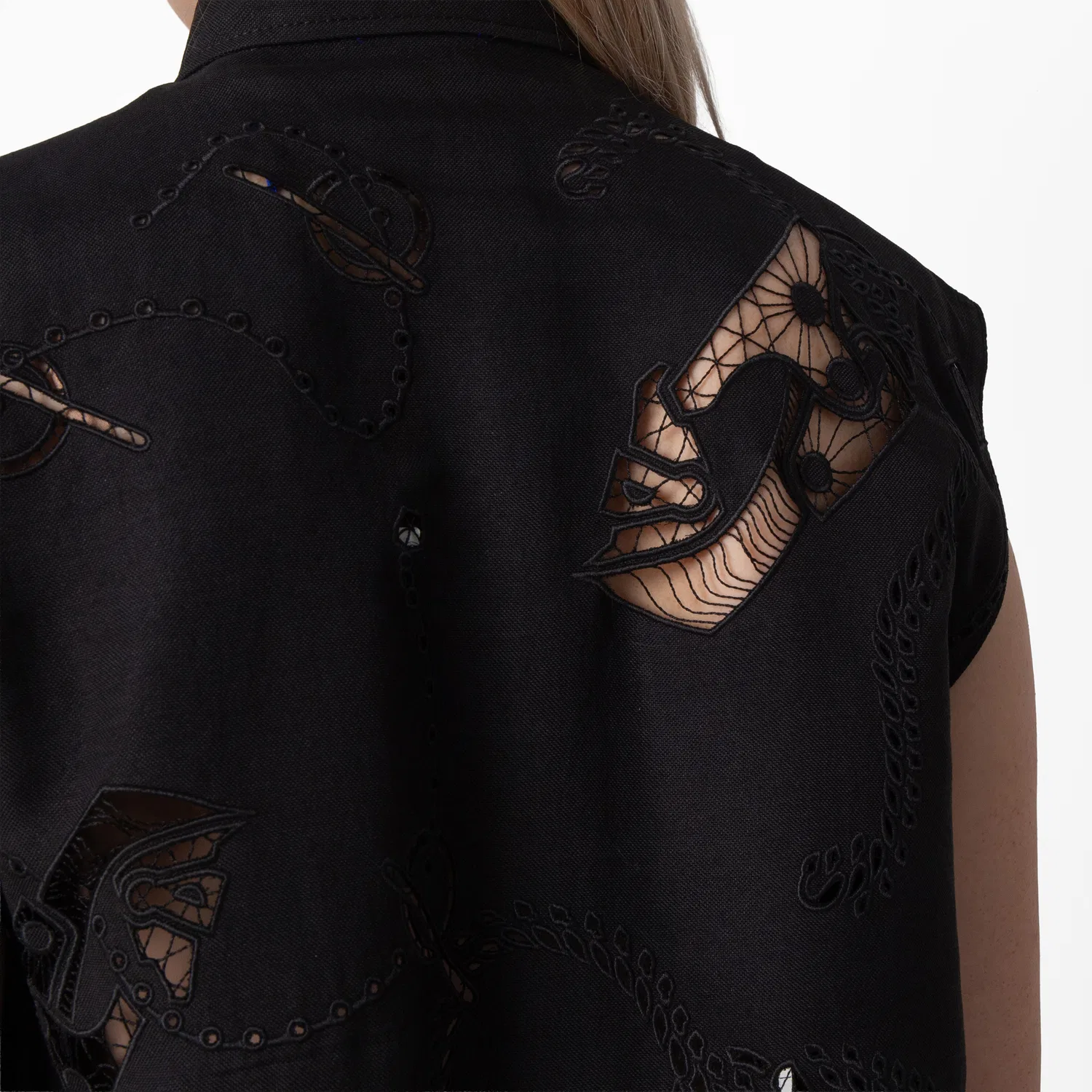 Топ без рукавов Broderie Anglaise Sleeveless Canvas Top Burberry, Black — фото 4