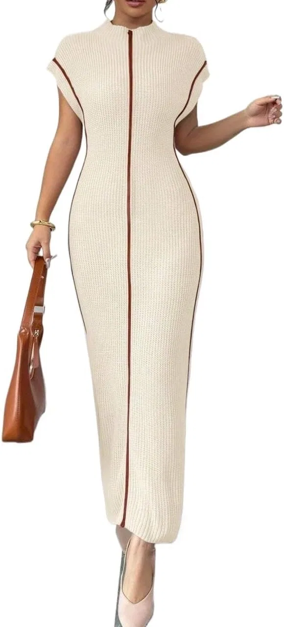 Женское облегающее платье с высоким воротником Patterned, Apricot