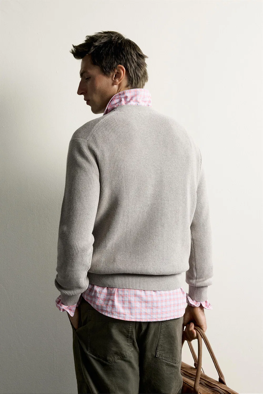 Свитер из изнаночных вязок, стандартного кроя. ZARA, Grey marl — фото 3