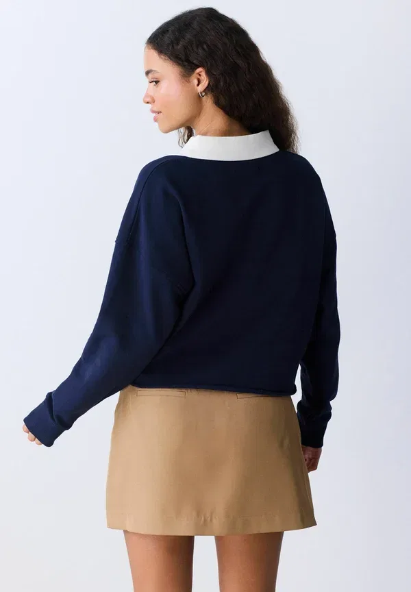 Лонгслив из хлопка Long sleeved top Next, Navy White, белый/темно-синий