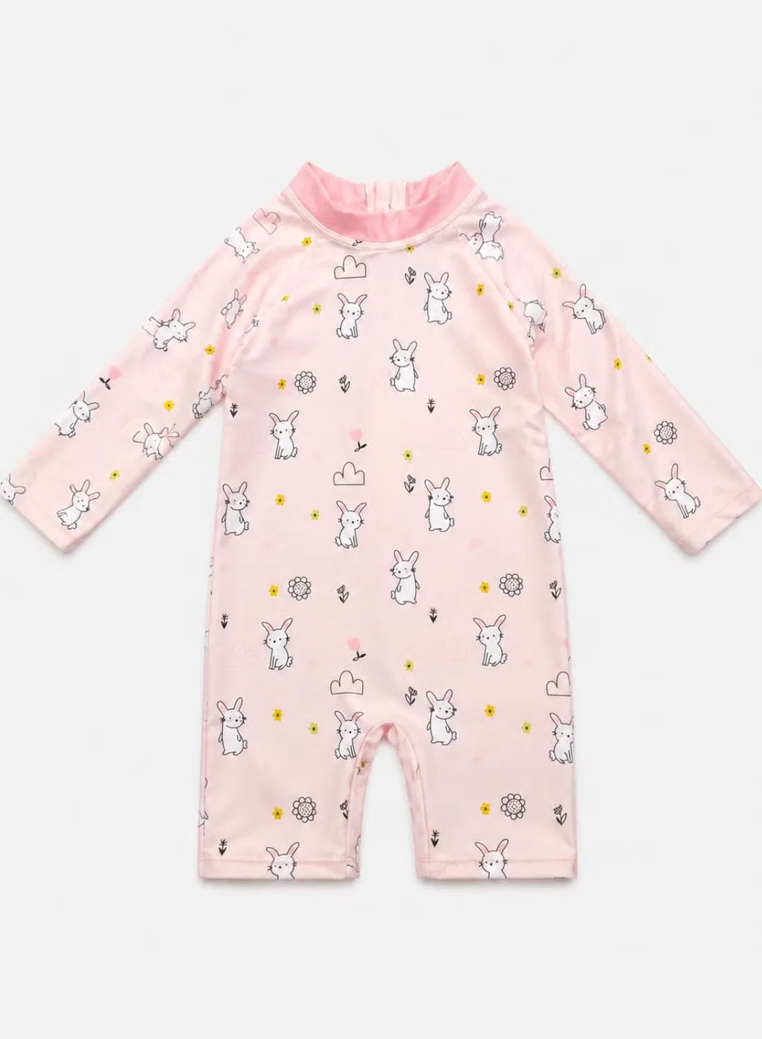 Babyqlo Купальник с длинным рукавом с принтом зайца, розовый — фото 4