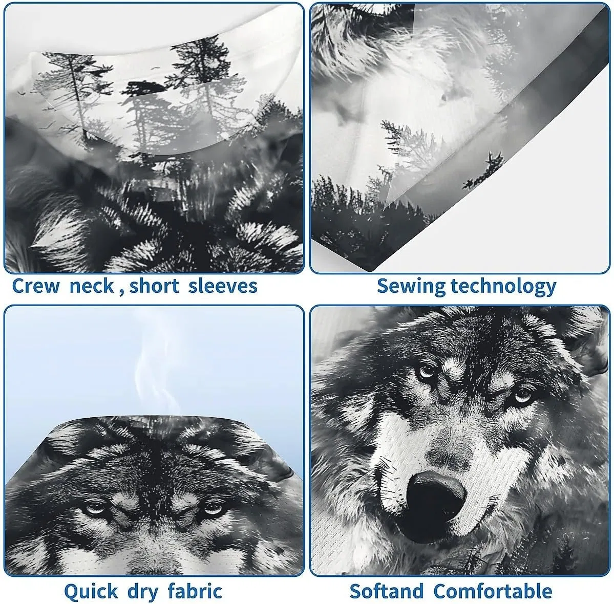 Мужская футболка с 3D-принтом White Tiger Smoke, Wolf Forest — фото 3