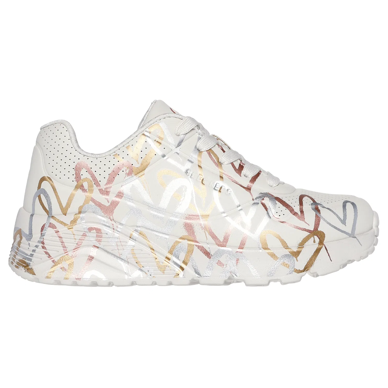 Детские кеды на платформе с принтом сердец Skechers, Natural Multi — фото 4